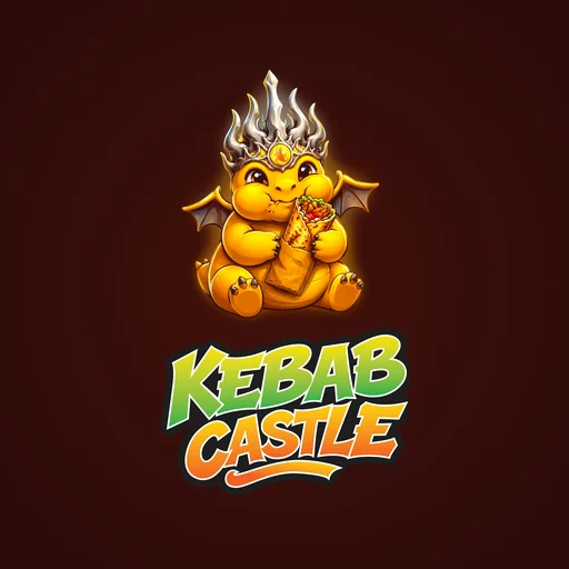 Kebab Castle: жёлтый дракон в короне держит кебаб